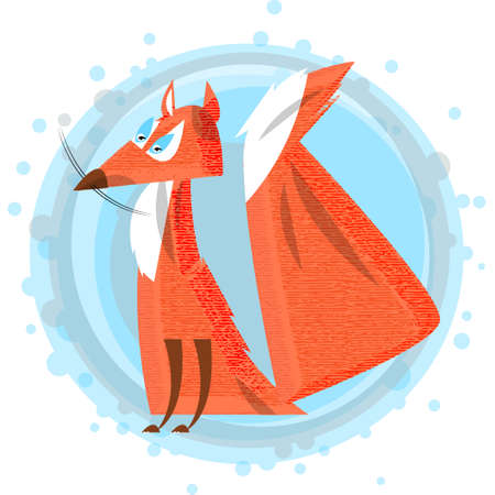 Cute fox in a winter. Vector illustrationのイラスト素材