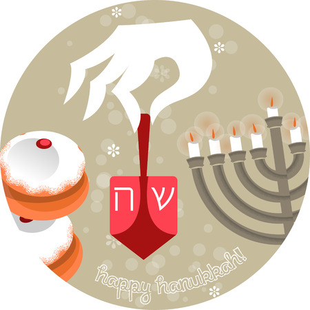 Happy Hanukkah. Jewish Holiday. Greeting card. Vector illustrationのイラスト素材