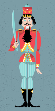 Traditional christmas nutcracker. Retro toys. Vector illustrationのイラスト素材