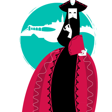 Carnival of Venice. Woman with a mask. Vector illustrationのイラスト素材