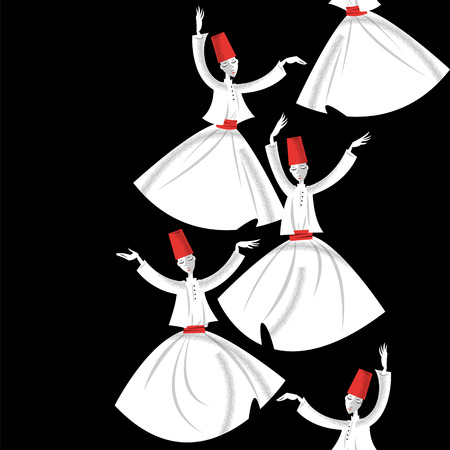 Whirling Dervishes. Seamless background pattern. Vector illustrationのイラスト素材