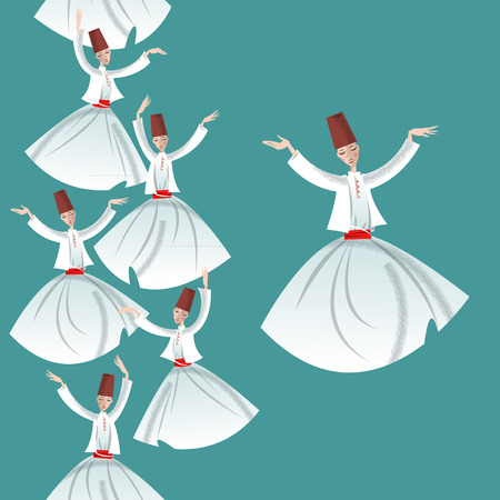 Whirling Dervishes. Seamless background pattern. Vector illustrationのイラスト素材