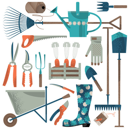 Set of various garden tools. Vector illustrationのイラスト素材