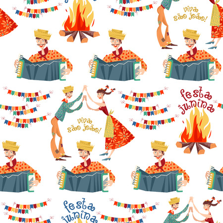 Brazilian holiday Festa Junina (the June party). Seamless background pattern. Vector illustrationのイラスト素材