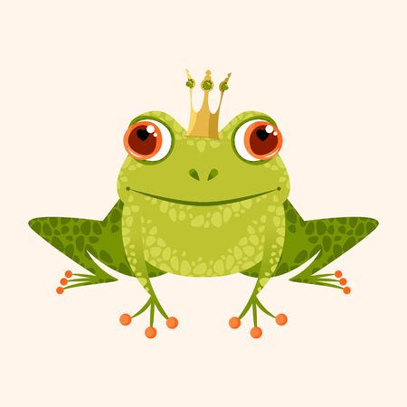 Smiling frog in a crown. Vector illustration.のイラスト素材