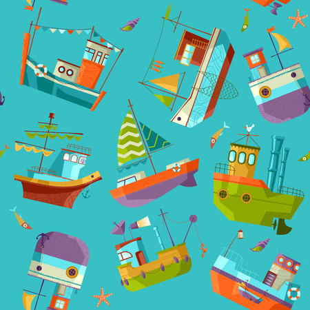 Naval collection. Seamless background pattern. Vector illustrationのイラスト素材