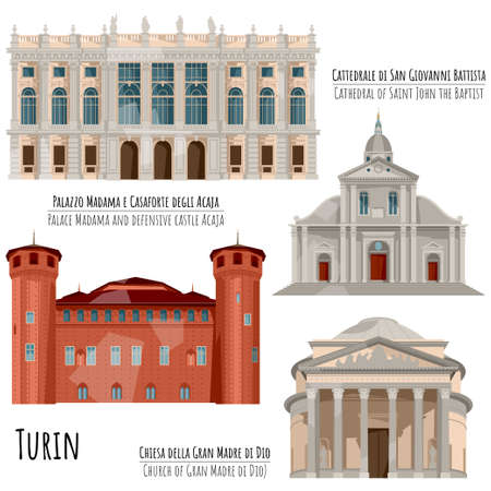 Sights of Turin, Italy.のイラスト素材
