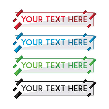 banner set, text box, title box, speech text, speech title, frame text, frame title, text border, title borderのイラスト素材
