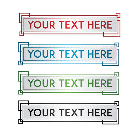 banner set, text box, title box, speech text, speech title, frame text, frame title, text border, title borderのイラスト素材