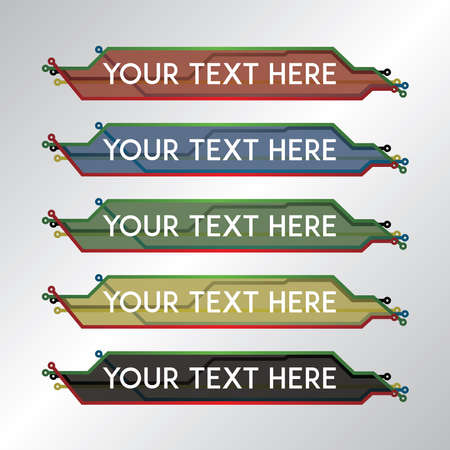 banner set, text box, title box, speech text, speech title, frame text, frame title, text border, title borderのイラスト素材