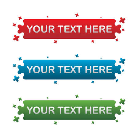 banner set, text box, title box, speech text, speech title, frame text, frame title, text border, title borderのイラスト素材