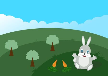 Illustration of a cartoon rabbit for your gameのイラスト素材