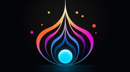 Abstract colorful shape on dark background. Vector illustration. Abstract background.の写真素材