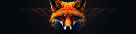 Portrait of a red fox on a dark background. Vector illustrationの写真素材
