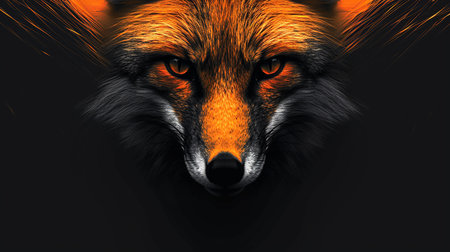 Portrait of a red fox on a dark background. Vector illustrationの写真素材