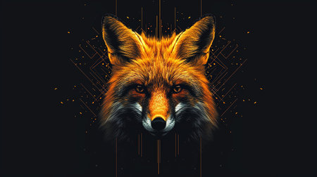 Portrait of a red fox on a black background. Vector illustrationの写真素材