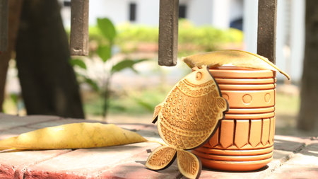 Close up of a cup of coffee on the terraceの写真素材