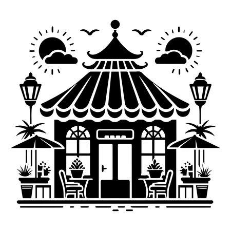 Restaurant silhouette icon with white backgroundのイラスト素材