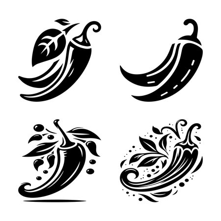 Chili silhouette icon with white backgroundのイラスト素材