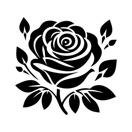 Rose silhouette icon with white backgroundのイラスト素材
