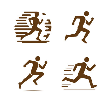 Running men and women silhouettes set vectorのイラスト素材