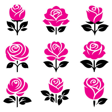 Rose silhouettes vector setのイラスト素材