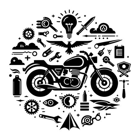 motorcycle elements silhouette vector illustrationのイラスト素材