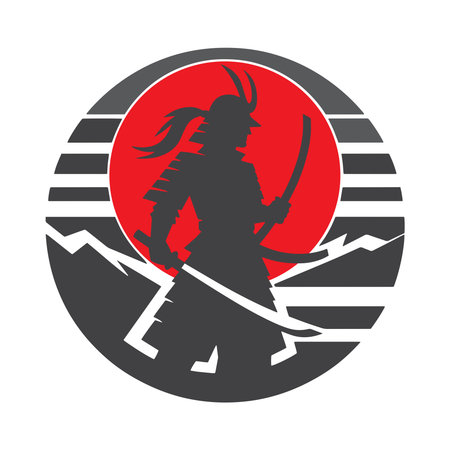 Vector Japanese Samurai Silhouette illustrationのイラスト素材