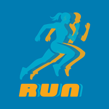 Running colorful vector silhouette.のイラスト素材