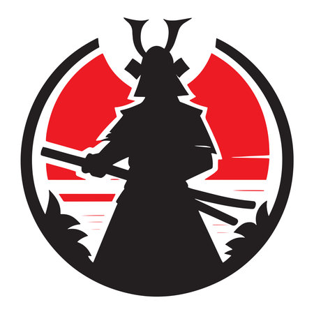 Vector Japanese Samurai Silhouette illustrationのイラスト素材