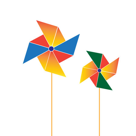 Colorful origami windmill vector illustrationのイラスト素材