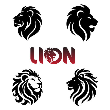Lion Face Silhouette vector Illustration. Lion Face Silhouette vector Illustration.のイラスト素材