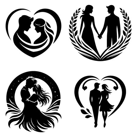 Silhouette of couple holding hands. Silhouette of couple holding hands.のイラスト素材