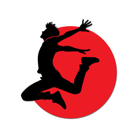 Silhouettes of jumping people illustration. Silhouettes of jumping people illustration.のイラスト素材