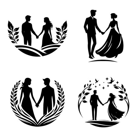 Silhouette of couple holding hands. Silhouette of couple holding hands.のイラスト素材