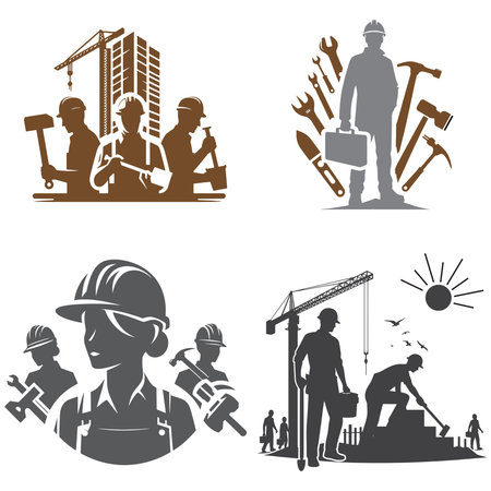 Construction worker Silhouette set. Construction worker Silhouette set.のイラスト素材