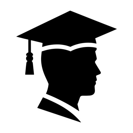 Graduation cap icon set. Line and glyph graduation hat.のイラスト素材