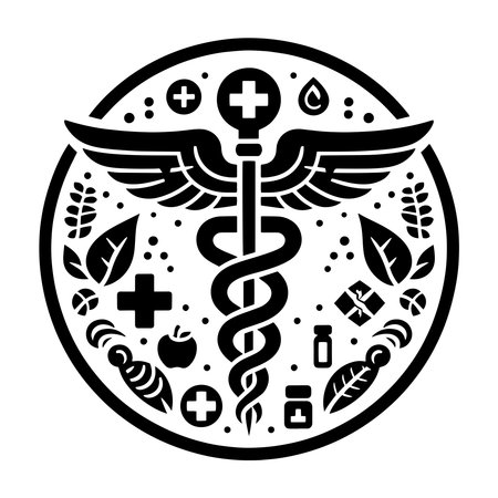 Hospital and medical health care Caduceus icon silhouetteのイラスト素材