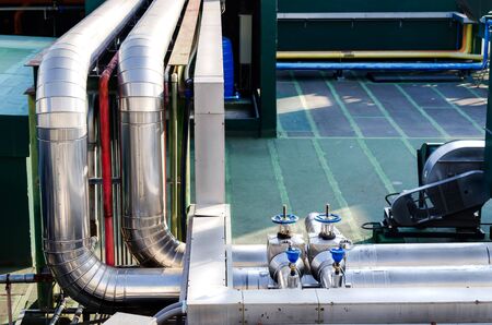 Ventilation works and electrical systems on the building decks.の写真素材