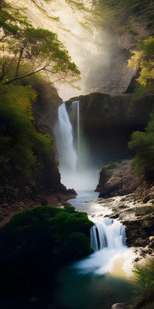 Beautiful waterfall in tropical forest. Waterfall in the deep forest.の素材