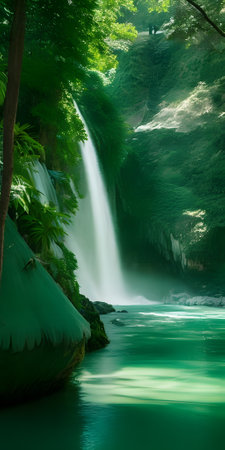 Waterfall in deep forest at Kanchanaburi province, Thailandの素材