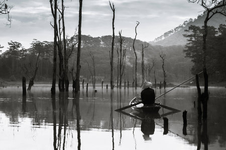 Lonely fisher man, Dalat Vietnam