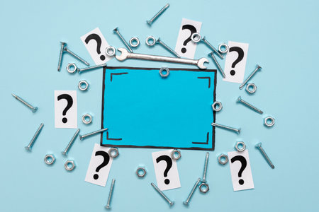 New Ideas, Brainstoming For Maintenance Planning, Repairing Solutions, Construction Project, Creative Thinking Nut And Bolts Pattern, Toolbox Implementsの写真素材