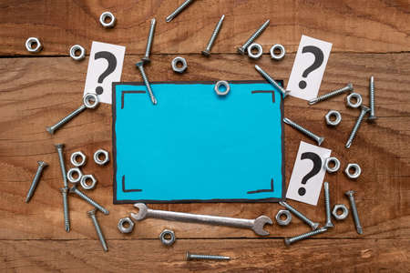 New Ideas, Brainstoming For Maintenance Planning, Repairing Solutions, Construction Project, Creative Thinking Nut And Bolts Pattern, Toolbox Implementsの写真素材