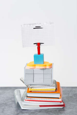 Organized Stack Note Pad, Bundle Notebooks, Neat Pile Documents, Pleasant Arrangement Writing...