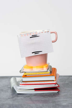 Organized Stack Note Pad, Bundle Notebooks, Neat Pile Documents, Pleasant Arrangement Writing Materials, Clean Workspace, Office Academic Business Collectionsの写真素材