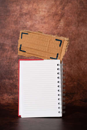 Brainstorming New Idea Solutions Answers, Seeking Clues, Presenting Important Details, Thinking Fresh Ideas, Asking Questions, Academic Office Collections Notebookの写真素材