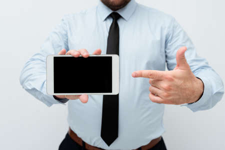 Presenting New Technology Ideas Discussing Technological Improvements Introducing Electronic Product Connecting People Video Calls Voice Messages Global Connectionsの写真素材