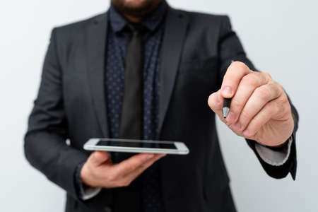 Presenting New Technology Ideas Discussing Technological Improvements Introducing Electronic Product Connecting People Video Calls Voice Messages Global Connectionsの写真素材