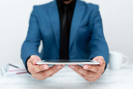 Presenting Communication Technology Smartphone Voice Video Calling Writing Important Notes Job Interview Ideas Global Connectivity Communications Giving Advice Lecturesの写真素材